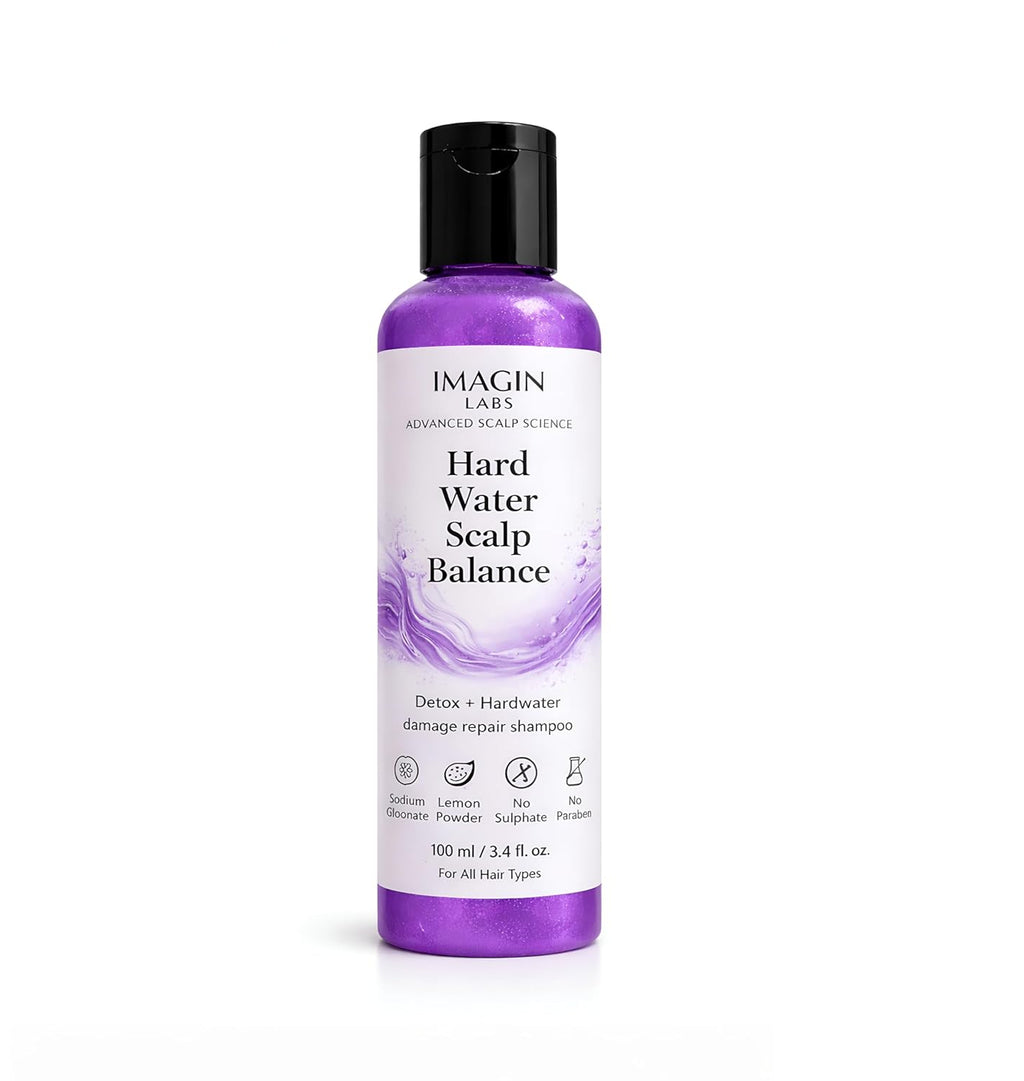 IMAGIN LABS Hard Water Shampoo 100ml | Mineral Buildup Removal for Scalp Detox | Frizz Control & Repair | Sulphate Free | For Hard Water Damaged Hair