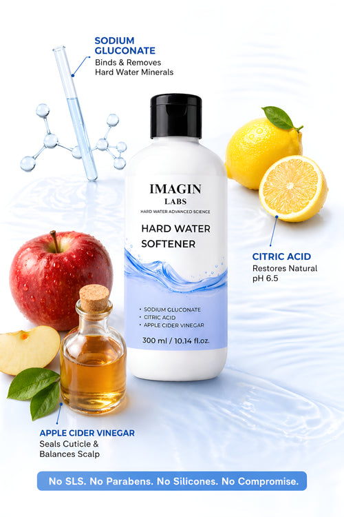 IMAGIN LABS Hard Water Softener Liquid 300ml | Reduces Hair Fall & Skin Itching | Sodium Gluconate + Citric Acid Formula | For Men, Women & Kids