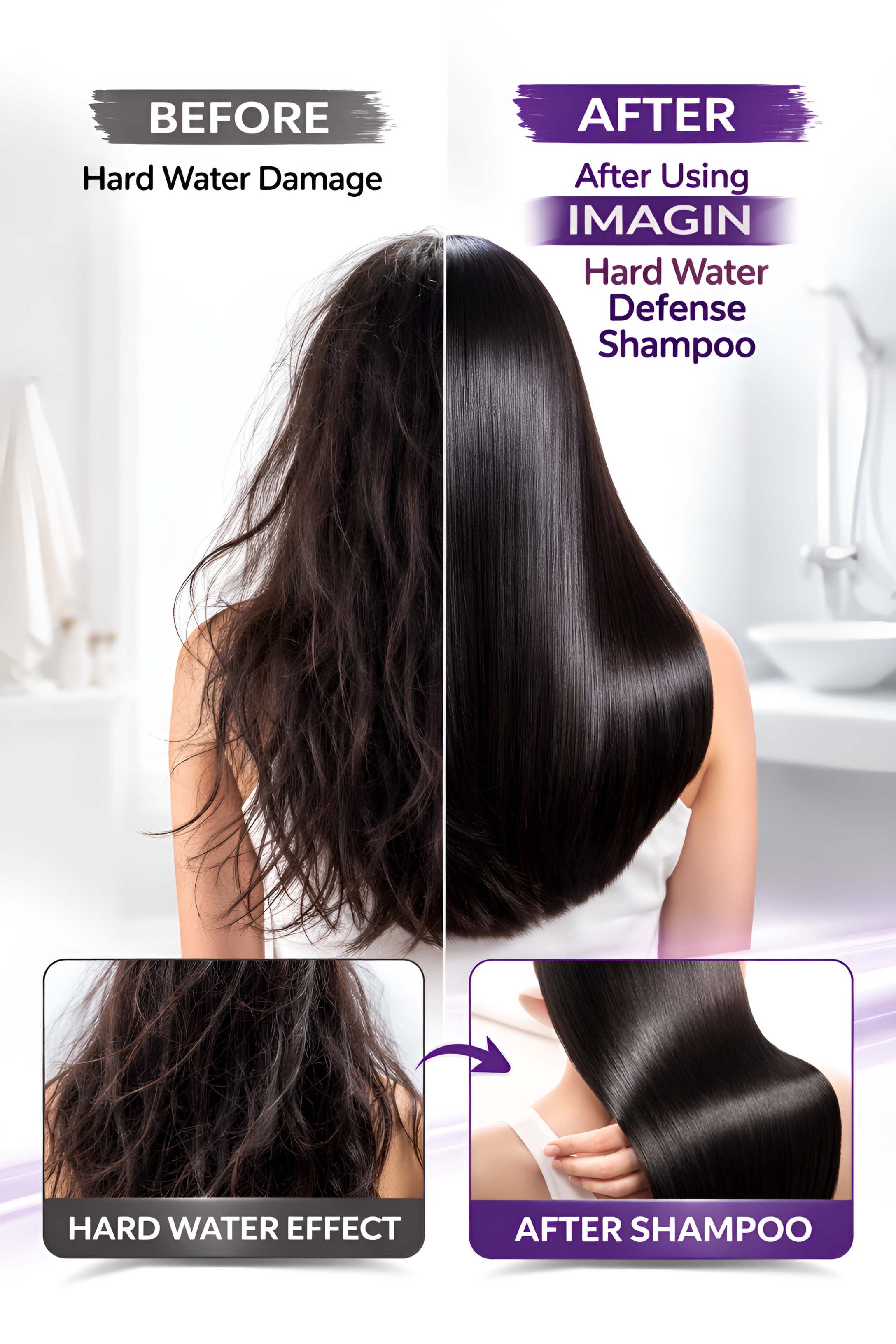 IMAGIN LABS Hard Water Shampoo 100ml | Mineral Buildup Removal for Scalp Detox | Frizz Control & Repair | Sulphate Free | For Hard Water Damaged Hair