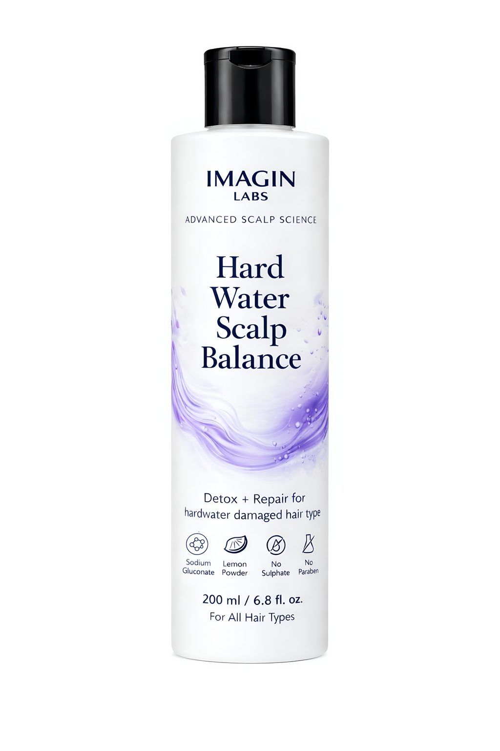 IMAGIN LABS Hard Water Shampoo 200ml | Reduces Hair Fall & Frizz | Chelating Mineral Removal | Sulphate & Paraben Free