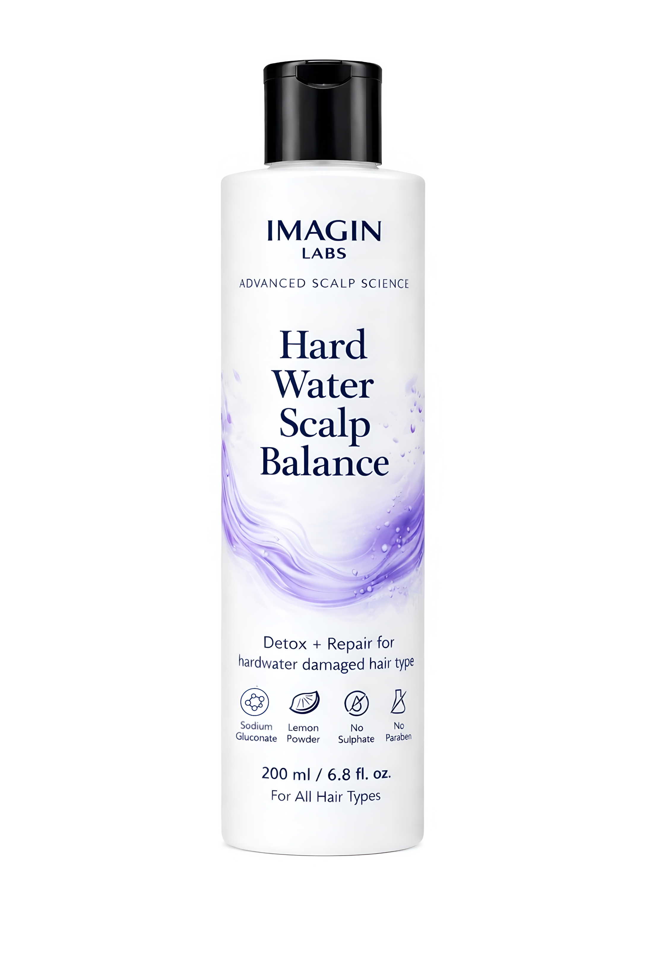IMAGIN LABS Hard Water Shampoo 200ml | Reduces Hair Fall & Frizz | Chelating Mineral Removal | Sulphate & Paraben Free
