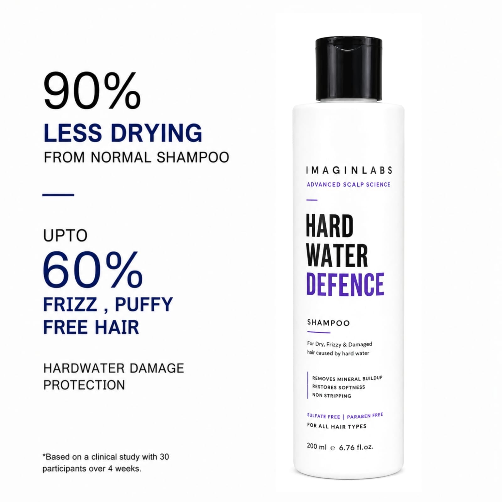 Hard Water Shampoo 200ml | Mineral Buildup Removal & Scalp Detox | Sodium Gluconate + Lemon Powder | Sulphate Free | Paraben Free | For All Hair Types | Dandruff Control | Hair Fall Reduction