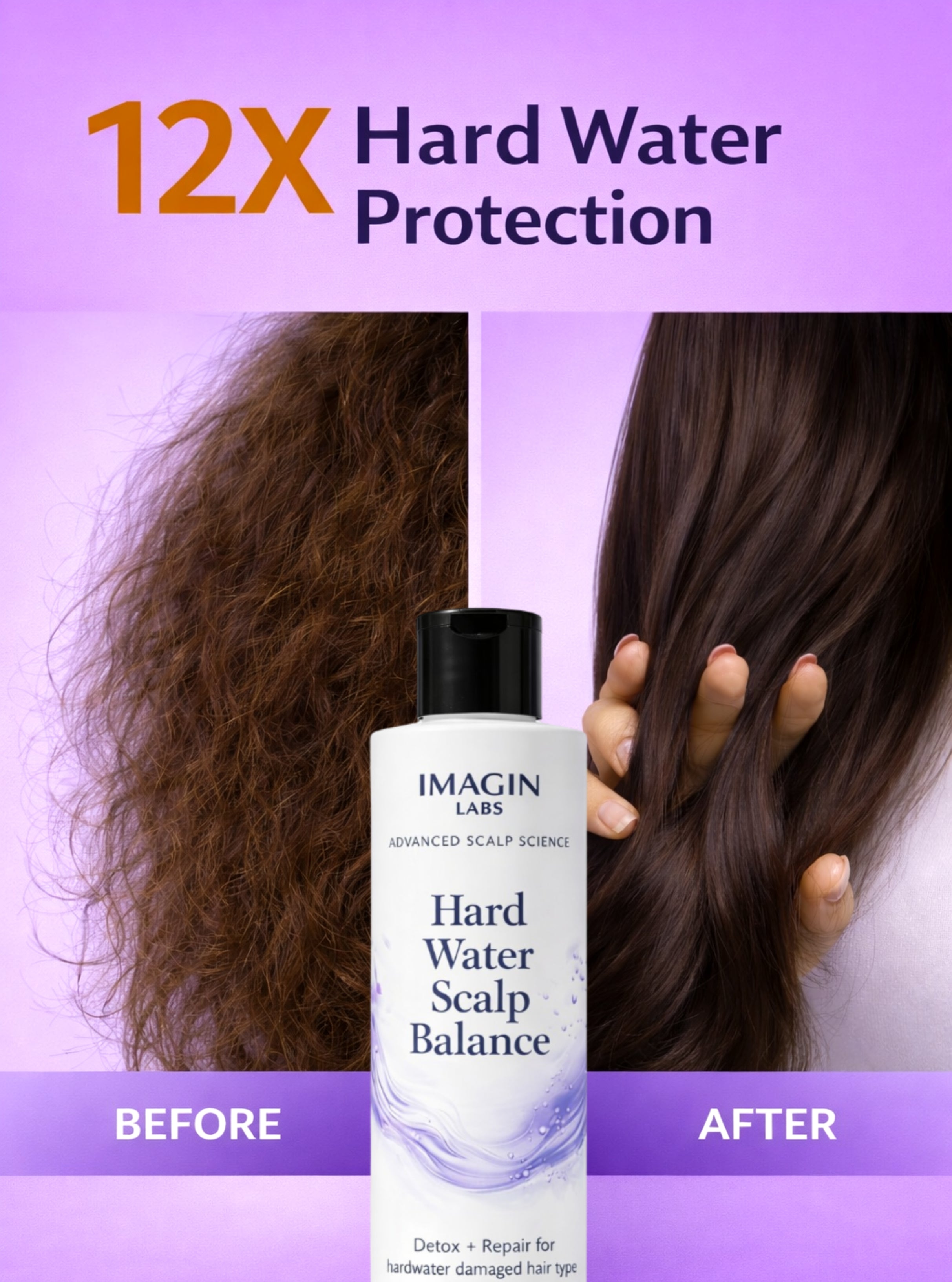 Hard Water Shampoo 200ml | Mineral Buildup Removal & Scalp Detox | Sodium Gluconate + Lemon Powder | Sulphate Free | Paraben Free | For All Hair Types | Dandruff Control | Hair Fall Reduction